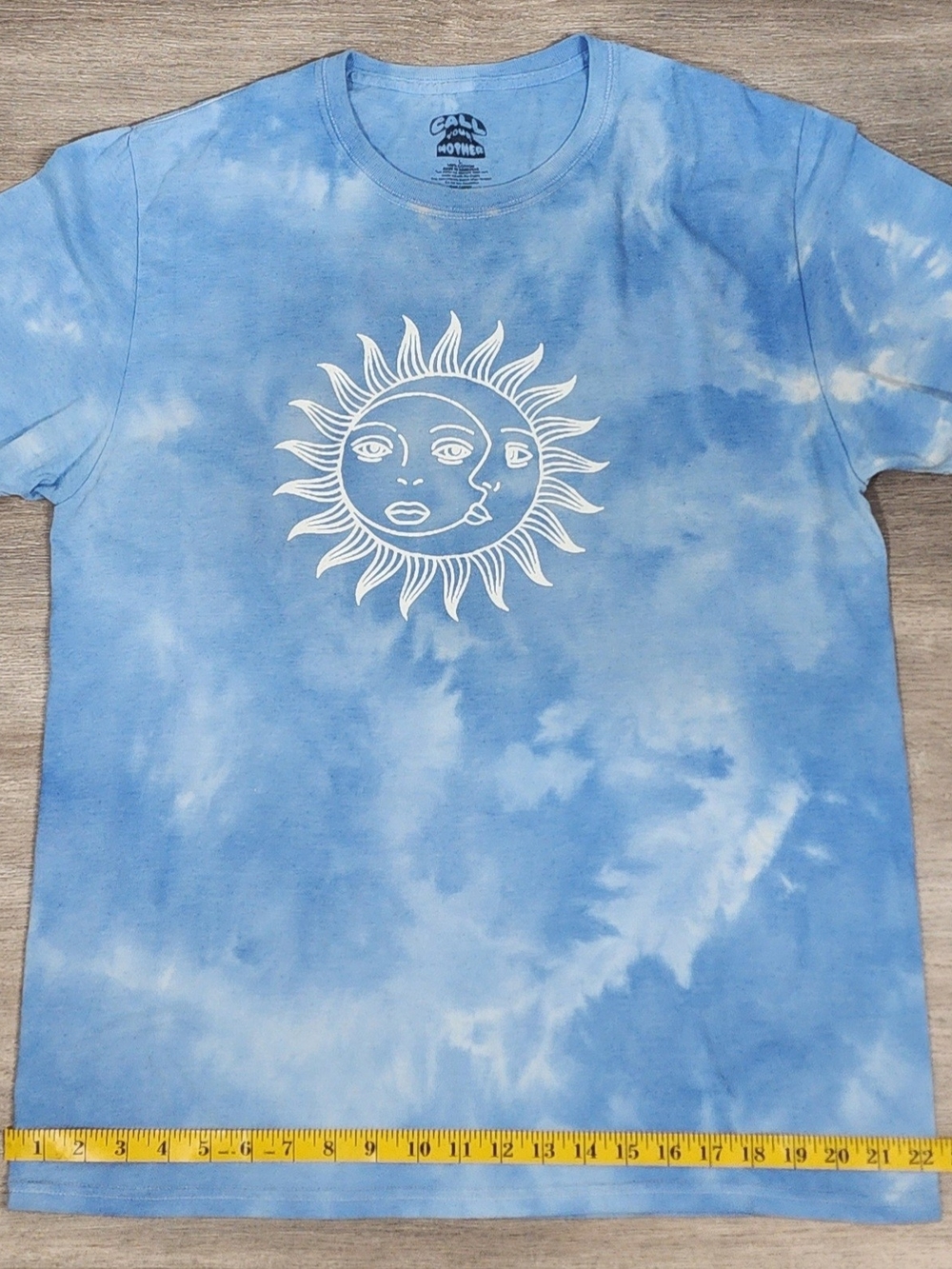 Cali Vibes Blue Tie-Dye Sun Graphic Short Sleeve Tee Size L